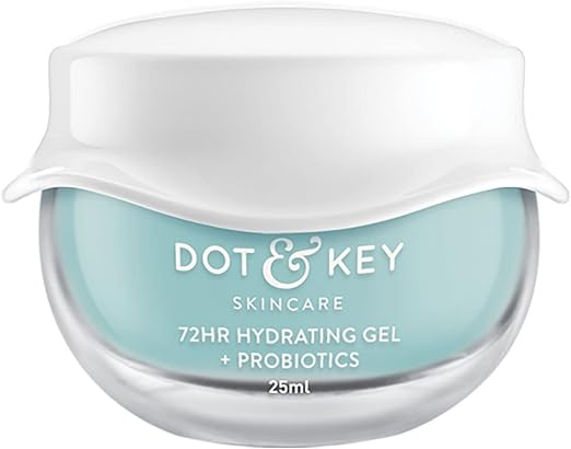 Dot & Key 72Hr Hydrating Gel + Probiotics, with Hyaluronic Acid, Kombucha & Rice Water | Lightweight gel Moisturizer for Dry Skin, Damaged & Uneven Skin Tone Skin I 25ml