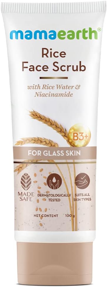 Mamaearth Rice Face Scrub For Glowing Skin, With Rice Water & Niacinamide For Glass Skin - 100g