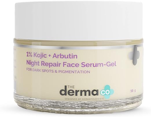 The Derma Co 1% Kojic + Arbutin Night Repair Face Serum-Gel for Dark Spots & Pigmentation - 50g