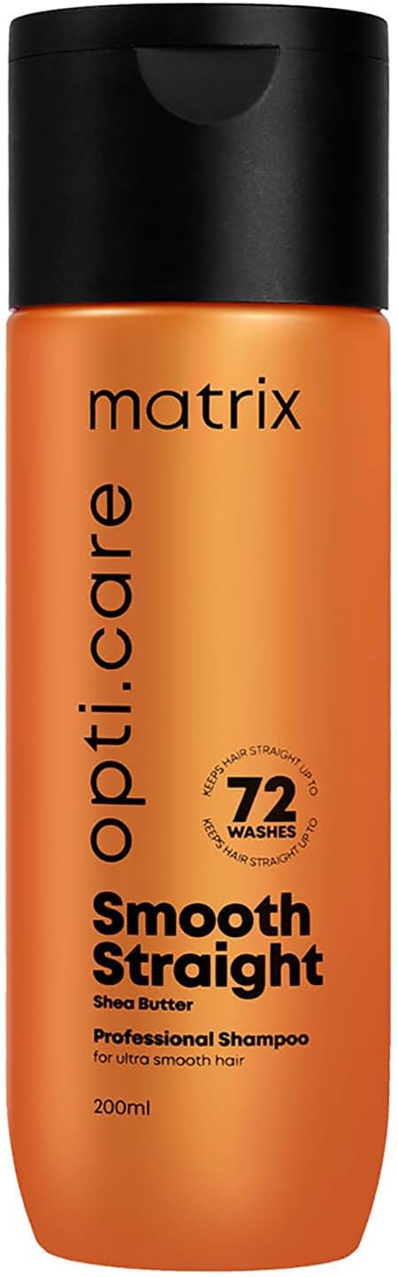 Matrix Opti Care Smooth Straight Professional Shampoo for Ultra Smooth Frizz free Hair with Shea Butter, Paraben Free, 200ml, Multi