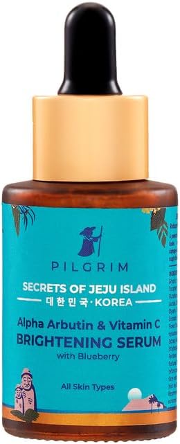 PILGRIM Korean 2% Alpha Arbutin & 3% Vitamin C Brightening Face Serum for glowing skin| Alpha arbutin face serum|All skin types | Men & Women| Korean Skin Care| Vegan & Cruelty-free | 30ml