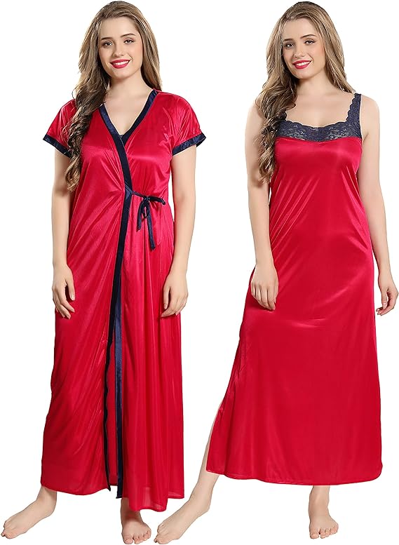 AV2 Women's Satin Solid Maxi Nighty