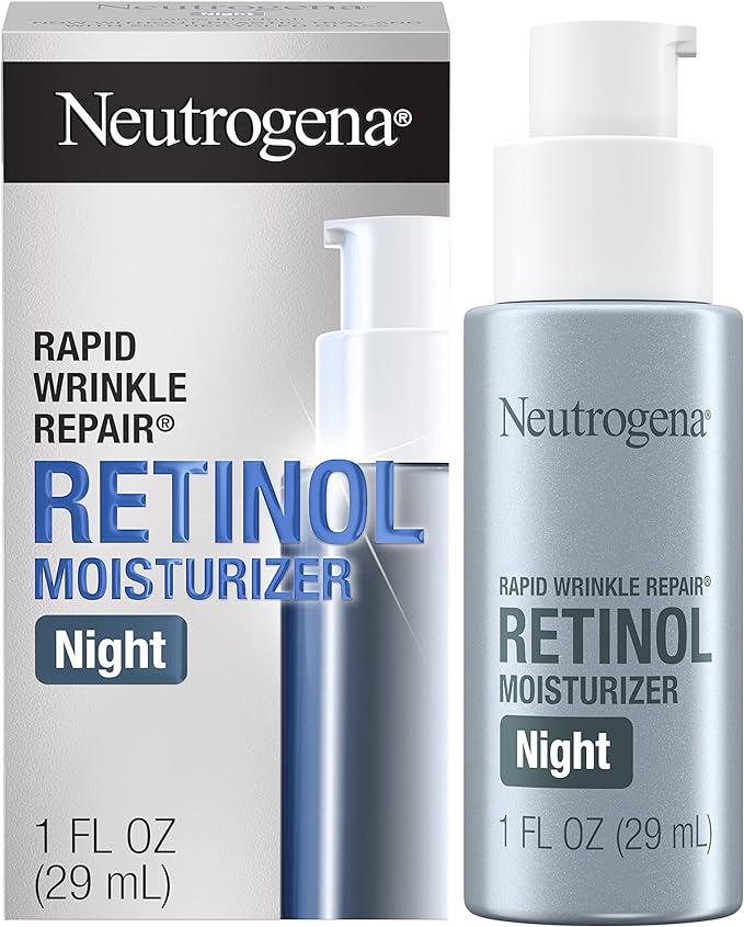 Neutrogena Rapid Wrinkle Repair Retinol Anti-Wrinkle Night Cream, Anti-Wrinkle Face & Neck Cream Moisturizer with Hyaluronic Acid, Retinol & Glycerin, 1 fl. oz