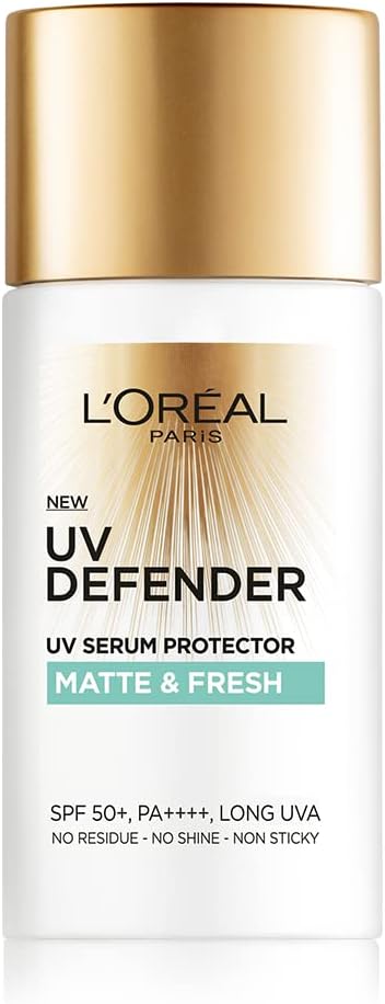 L'OREAL PARIS UV Defender Serum Protector Sunscreen SPF 50 PA+++, Matte & Fresh | UVA & UVB Protection, 50 ml