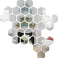 Wall1ders - Hexagon-Silver Size 10.5 x 12 cm (Pack of 31) 3D Acrylic Mirror Wall Stickers for Living Room, Hall, Bed Room & Home