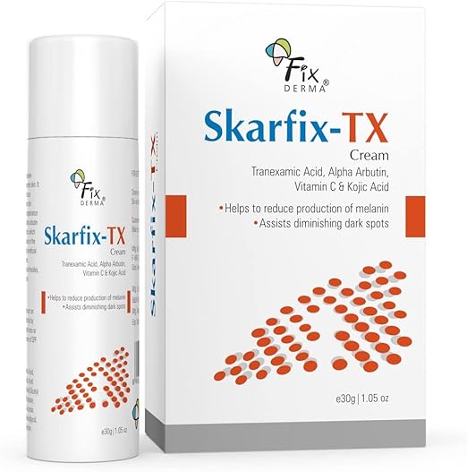 Fixderma 10% Tranexamic Acid + 2% Kojic Acid + 1% Arbutin SKARFIX -TX Face Cream For Melasma | Pigmentation Removal Cream | Uneven Skin Tone, Help to Reduces Dark Spots and Blemishes - 30 gm