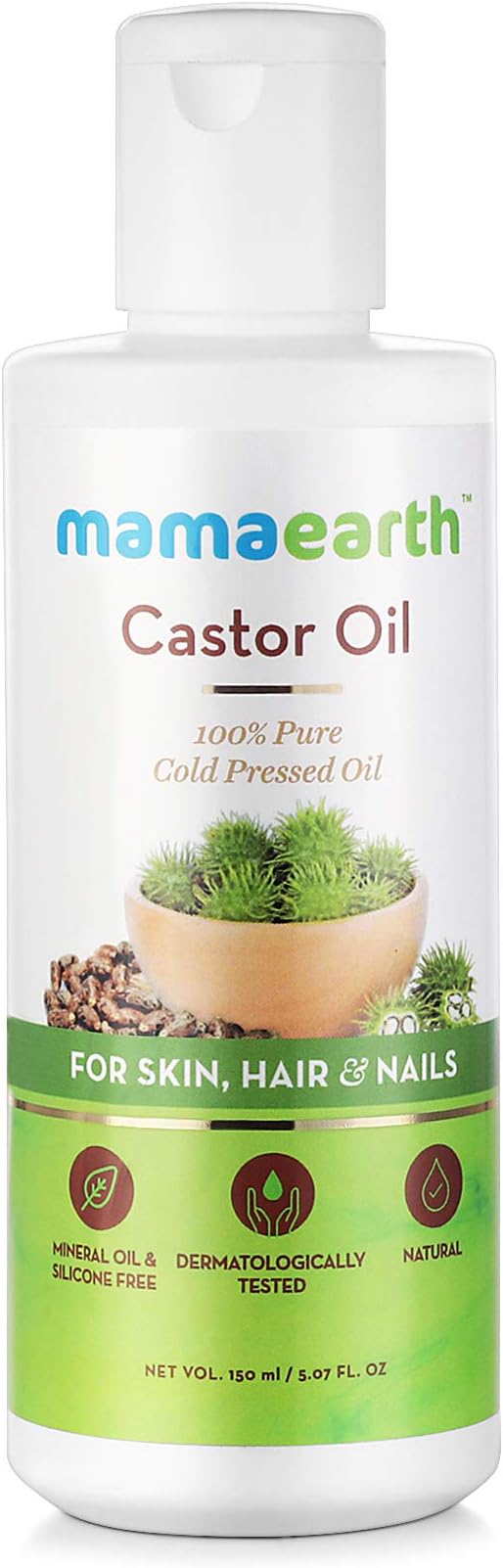 Mamaearth 100% Pure Castor Oil, Cold Pressed, To Support Hair Growth, Good Skin And Strong Nails, 150ml