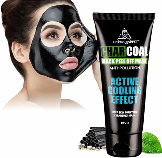 UrbanGabru Charcoal Peel Off Mask for Men & Women | Removes Blackheads and Whiteheads | Active Cooling Effect | Deep Skin Purifying Cleansing (60 gm)