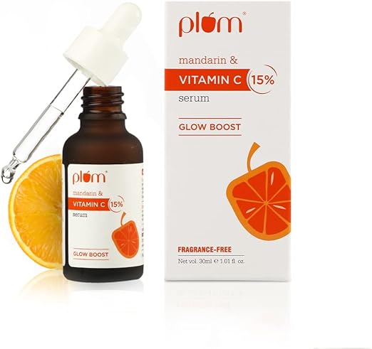 Plum 15% Vitamin C Serum for Face Glow Boost with Mandarin with Pure Ethyl Ascorbic Acid Japanese Mandarin and Kakadu Plum Fragrance-Free 30 ml