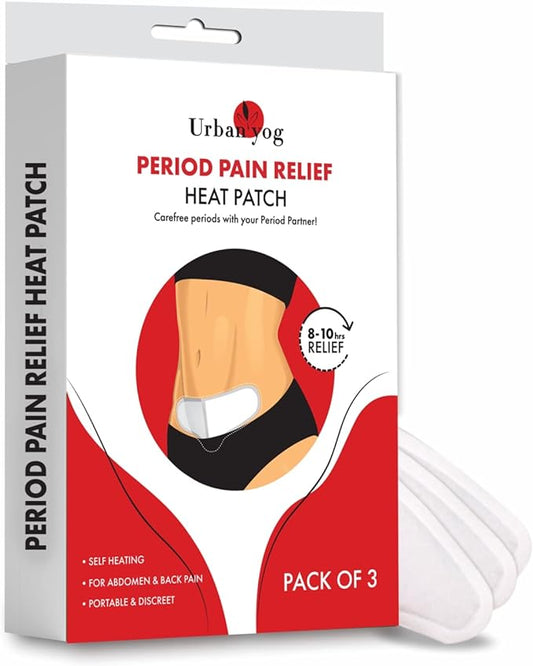 Urban yog Period Pain Relief Heat Patches (Pack of 3) | lasts for 10 hrs | sticks on skin | 100% Natural | Relief from menstrual & back pain