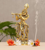 KridayKraft Lord Krishna Metal Statue,Krishna Murti Playing Flute for Temple Pooja,Decor Your Home,Office & Gift Your Relatives