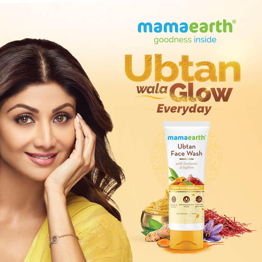 Mamaearth Ubtan Natural Face Wash for All Skin Type with Turmeric & Saffron for Tan removal and Skin brightning 100 ml