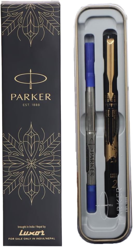 Parker Moments Vector Timecheck Gold Trim Roller Ball Pen (Black)