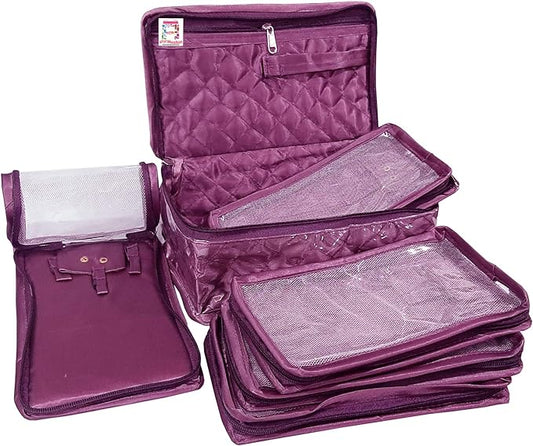 Atorakushon Women's Satin Makeup Pouches (Purple)