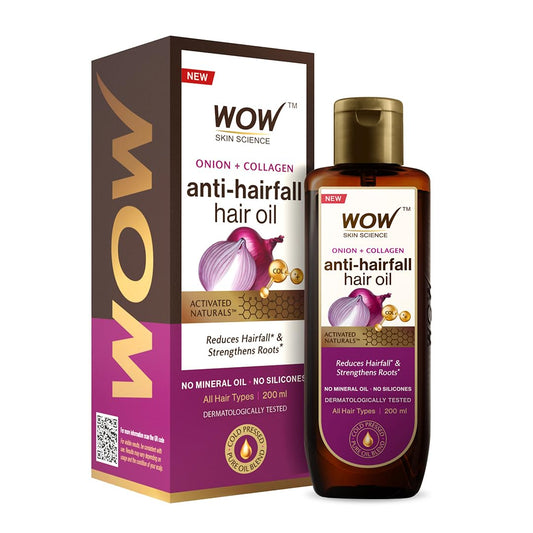 WOW Onion Hair Oil With Black Seed Oil Extracts Controls Hair Fall No Mineral Oil, Silicones & Synthetic Fragrance 200 ml, 6.76 Fl Oz