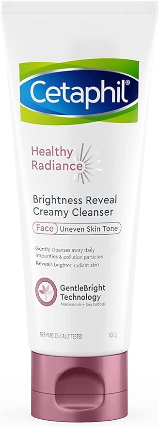 Cetaphil Healthy Radiance Face Wash, 100g, Brightness Reveal Creamy Cleanser, For Uneven Skin Tone With GentleBright Technology + Niacinamide