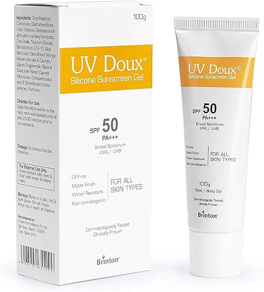 Brinton Healthcare Uvdoux Face-Body Sunscreen Gel with Broad Spectrum Spf50 PA+++,100gm