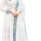 AESTHETIC PARADIGM Rayon Printed White Anarkali with Dupatta Kurti for Women