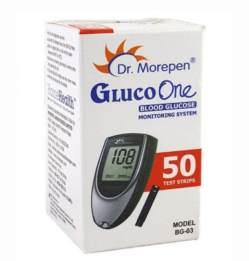 Dr. Morepen GlucoOne BG 03 Test Strips, Pack of 50 (No Glucometer)