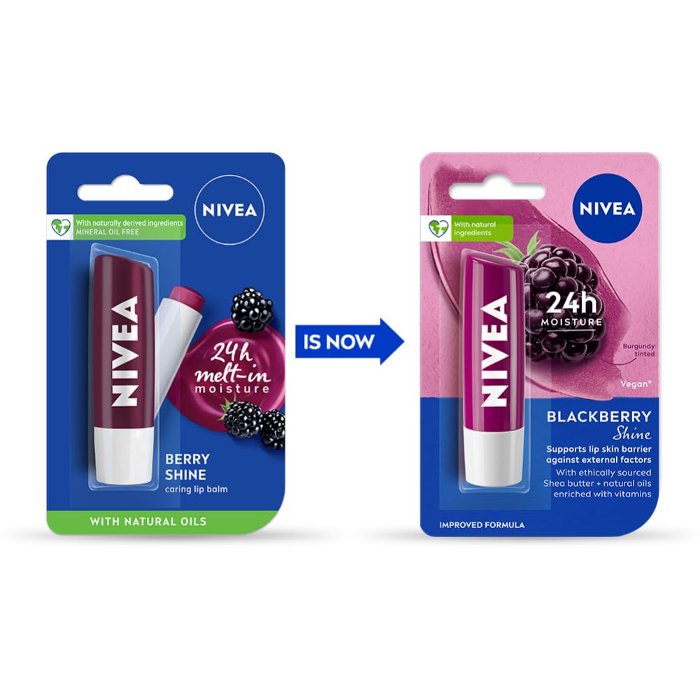 NIVEA Lip Balm, Fruity Berry Shine, 4.8g