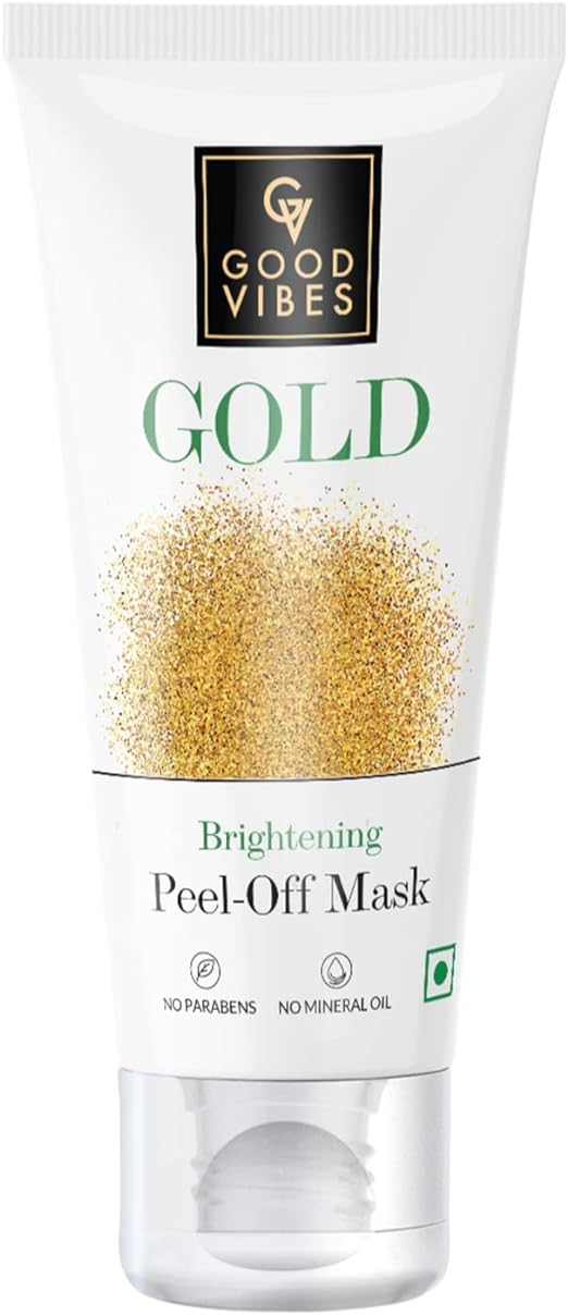 Good Vibes Gold Brightening Peel Off Mask - Help Improve Skin Radiance, Reduce Dullness, & Promote More Even Skin Tone Naturally - Parabens, Sulphates & Mineral Oil Free - Suitable for All Skin - 50 g