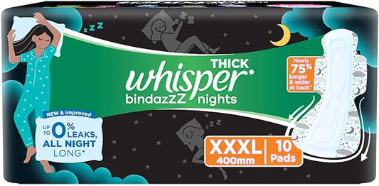 Whisper Ultra Nights Sanitary Pads XXXL Wings 10 Pieces Pack 10 Units