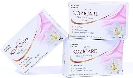 Kozicare Skin Lightening Soap With Kojic Acid, Glutathione & Arbutin 75g Pack Of 3