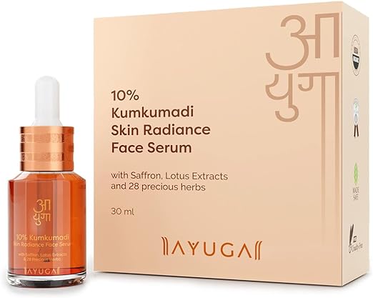 Ayuga 10% Kumkumadi Skin Radiance Oil-Based Face Serum With Saffron & Lotus Extracts For Dull Skin, Pigmentation & Dark Spots, Kumkumadi Tailam Based Serum, 30ml