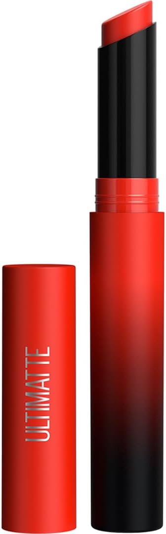 Maybelline New York Lipstick, Matte Finish, Bold Colour, Enriched With Jojoba Oil, Color Sensational Ultimattes, 299 More Scarlet, 1.7g