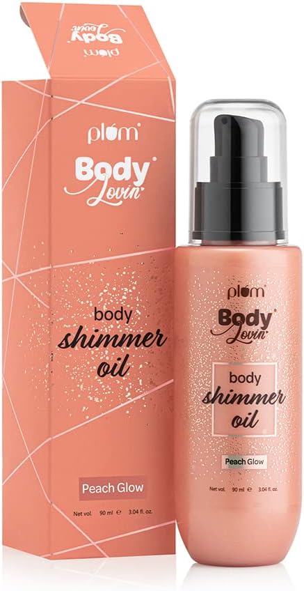 Plum BodyLovin’ Body Shimmer Oil - Peach Glow | Intense colour payoff | Non-greasy | Long-lasting shimmer | Deep moisture |Fruity Fragrance