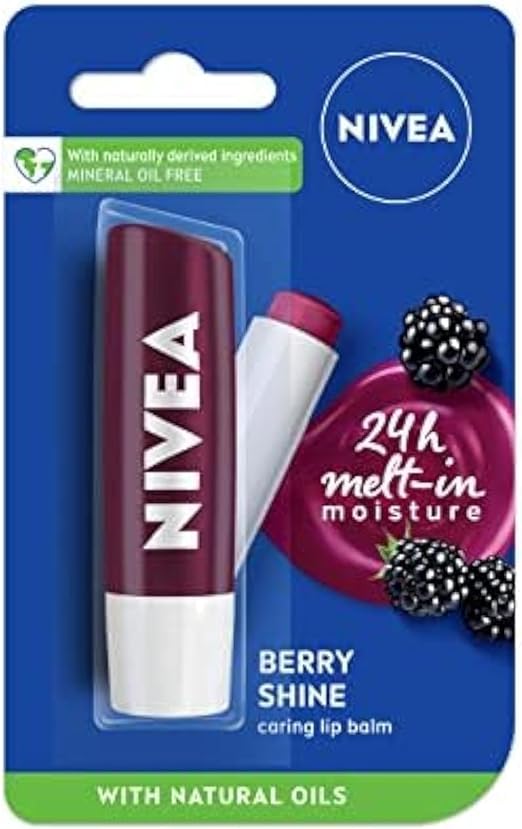 NIVEA Lip Balm, Fruity Berry Shine, 4.8g