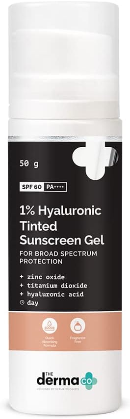 The Derma Co 1% Hyaluronic Tinted Sunscreen Gel for Broad Spectrum Protection - 50g