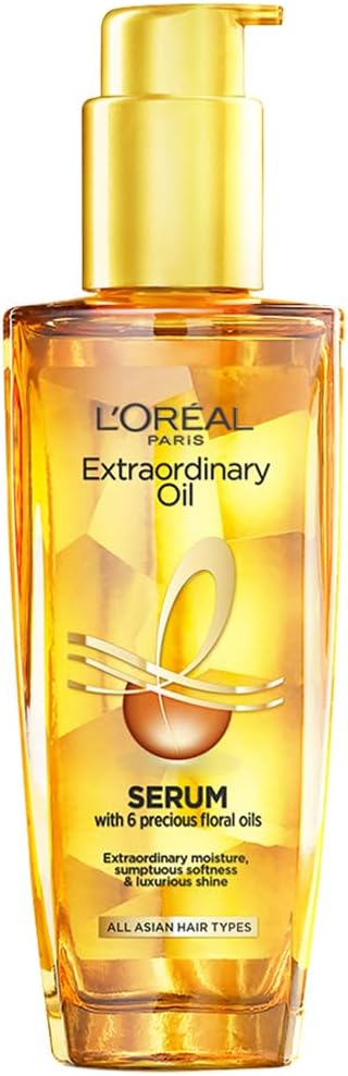 L'OREAL Paris Serum, Protection and Shine, For Dry, Flyaway & Frizzy Hair, With 6 Rare Flower Oils, Extraordinary Oil, 100 ml