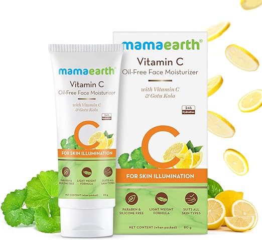 Mamaearth Vitamin C Oil-Free Moisturizer For Face with Vitamin C & Gotu Kola for Skin Illumination – 80 ml