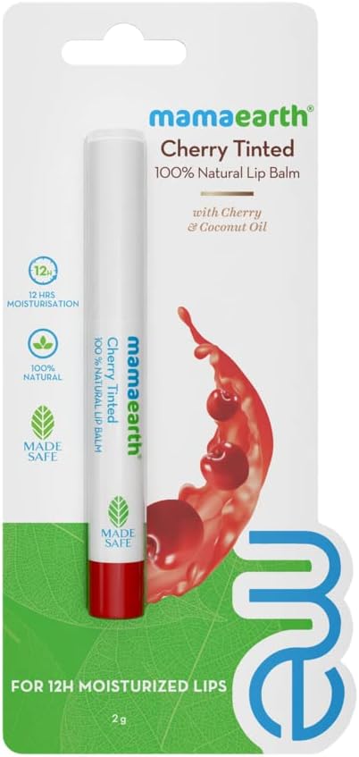 Mamaearth Cherry Tinted 100% Natural Lip Balm with Coconut Oil For Women - 2 g