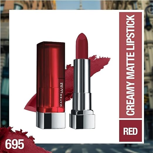 Maybelline New York Color Sensational Lipstick, Lip Makeup, Matte Finish, Hydrating Lipstick, Nude, Pink, Red, Plum Lip Color, Divine Wine, 1 Count