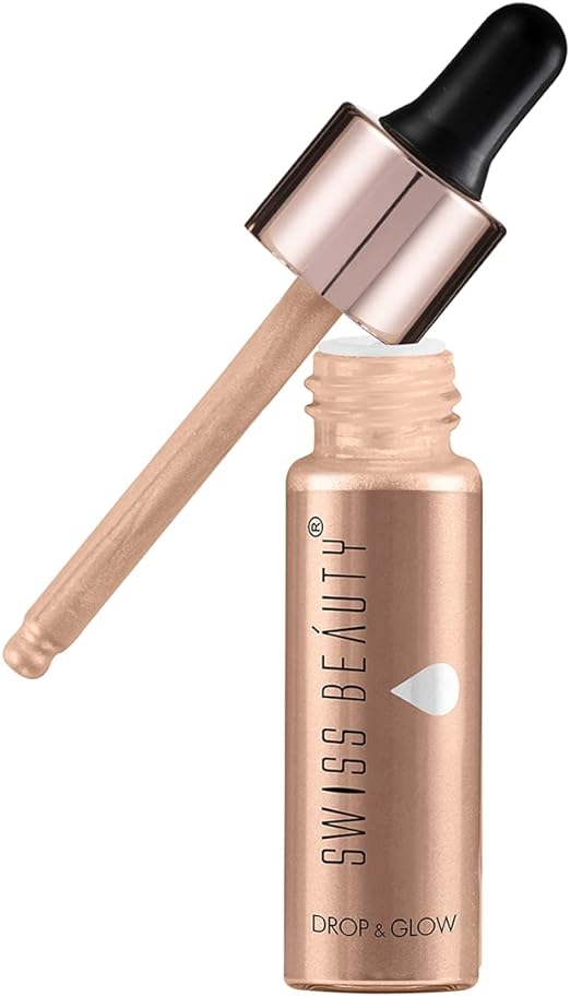 SWISS BEAUTY Drop & Glow Liquid Highlighter For Face Makeup | Illuminating Liquid Highlighter With Dewy Finish | Shade -Light Brown, 18ml