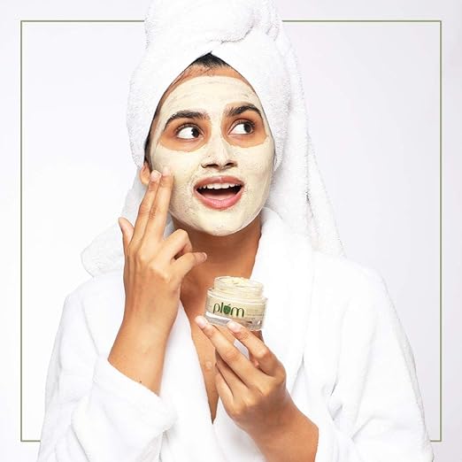 Plum Green Tea Clear Face Mask | Kaolin & Bentonite Clay Mask for Acne and Clogged Pores | Oily Skin | Brighter, Glowing Skin Face Pack | 60 g