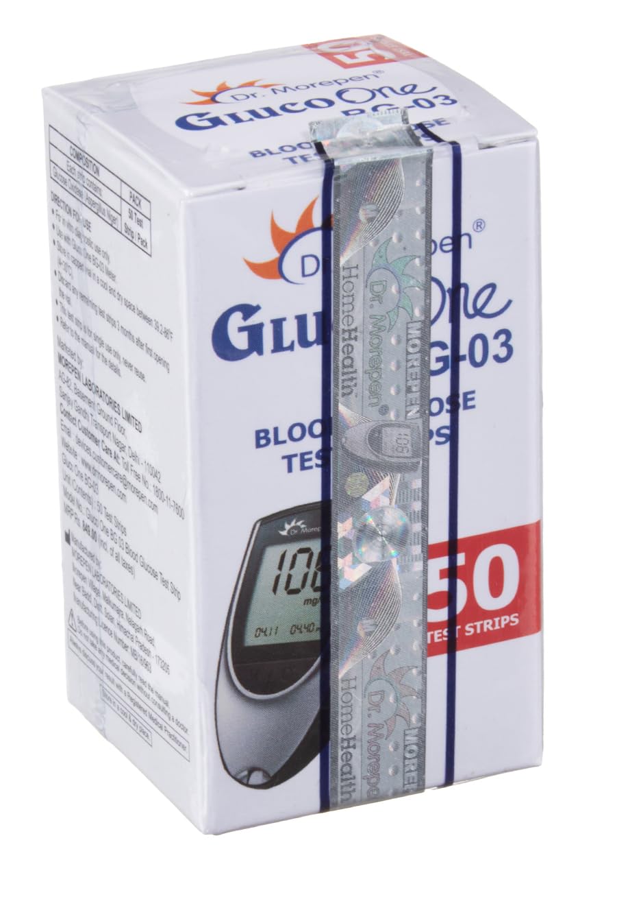 Dr. Morepen GlucoOne BG 03 Test Strips, Pack of 50 (No Glucometer)