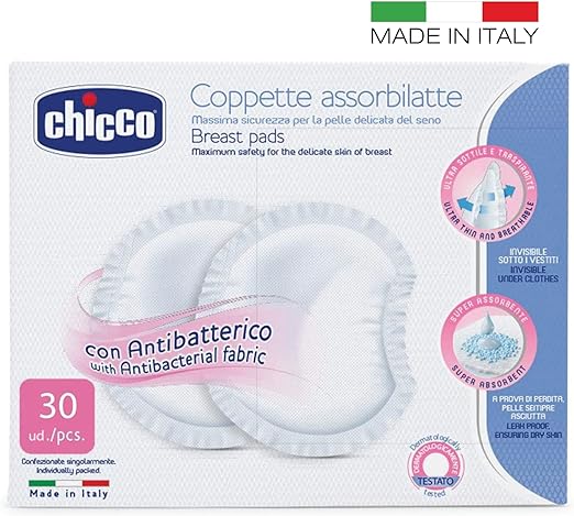 Chicco Antibacterial Breast Pads, 30 Pieces