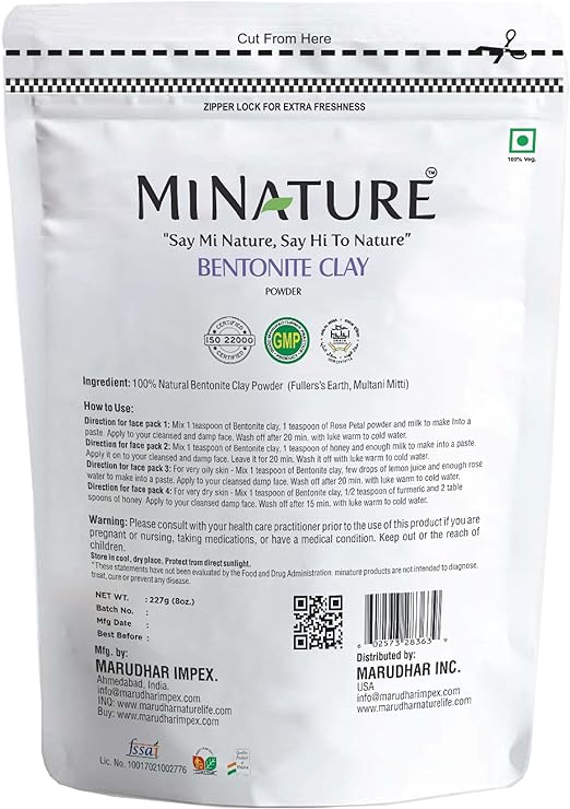 Mi nature Fuller's Earth - Natural Multani Mitti Powder (HEALING CLAY) (BENTONITE CLAY) (100% NATURAL & PURE) For Skin Mask & Hair Mask