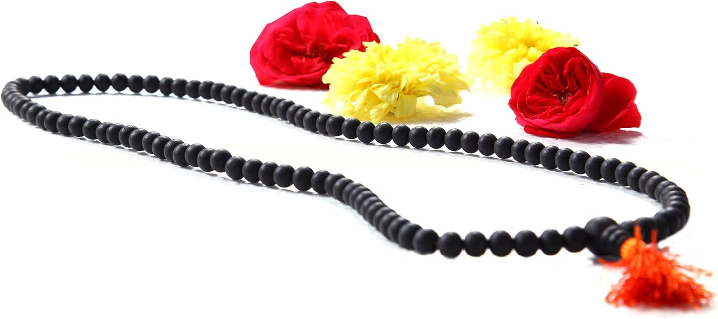 Anciently 100% Natural Unpolished | Karungali Malai 8mm - Natural Black Ebony Wood Mala