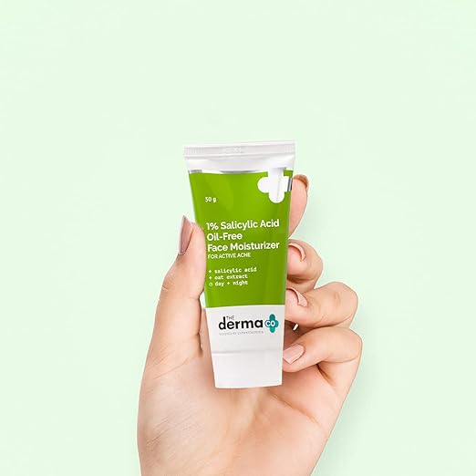 The Derma Co 1% Salicylic Acid Oil-Free Face Moisturizer with Oat Extract for Active Acne - 50g