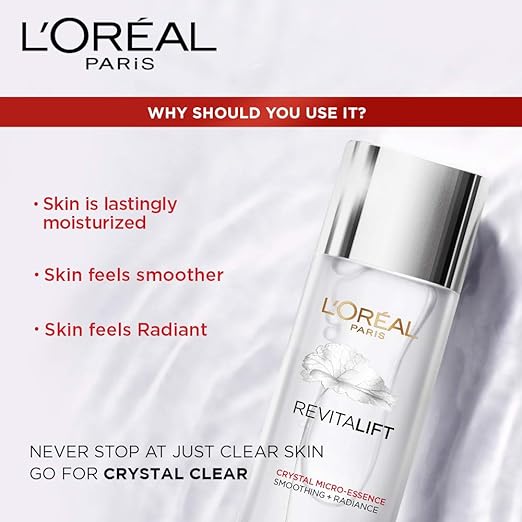 L'Oreal Paris Revitalift Crystal Micro-Essence, Ultra-lightweight Facial Essence, With Salicylic Acid, For Clear Skin, (pack of 2) 22ml+22ml