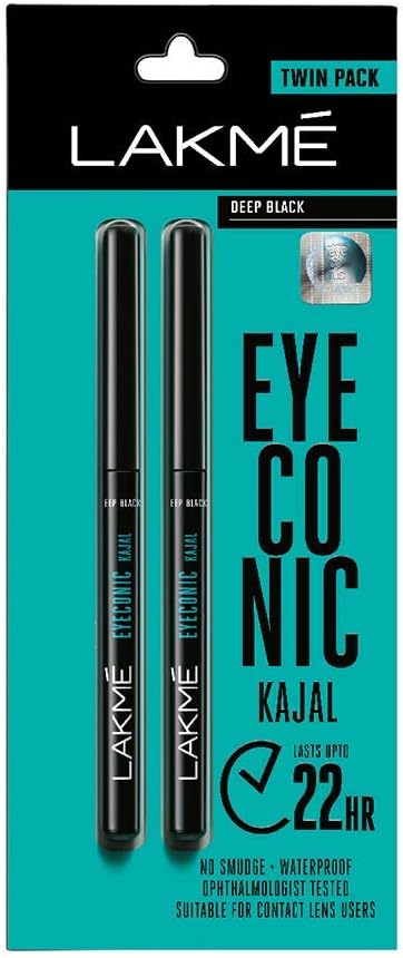 Lakme Eyeconic Kajal Twin Pack, Black, 0.35g with 0.35g