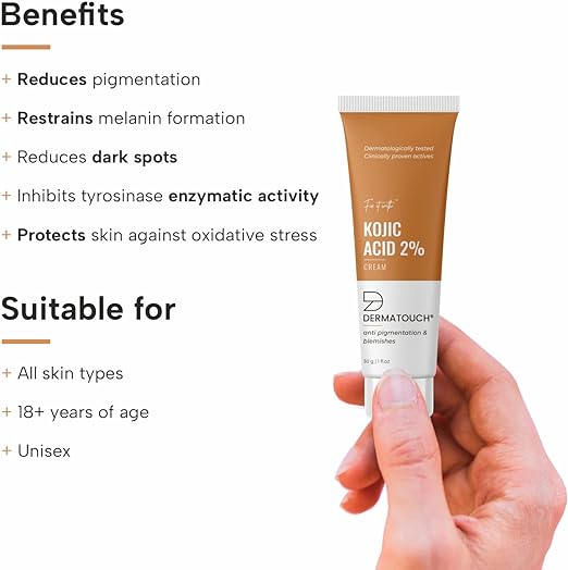 DERMATOUCH Kojic Acid 2% Cream | Non-Greasy | For Pigmentation, Blemishes And Dark Spots Reduction