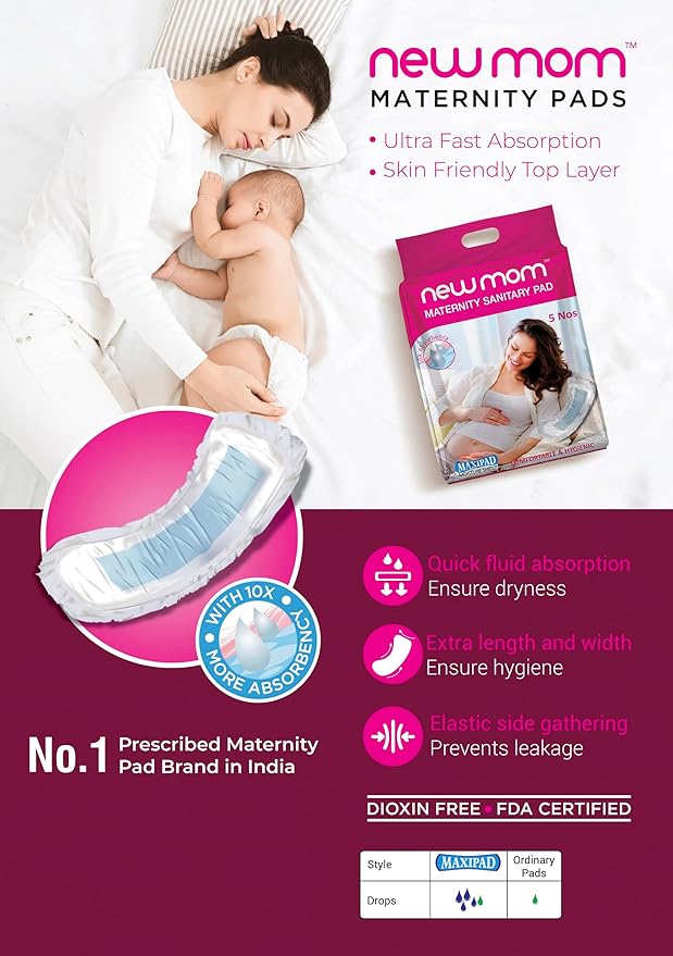 NewMom Disposable Maternity Pads (Maxi) - Pack of 5x3