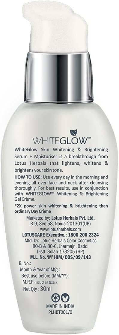 Lotus Herbals Whiteglow Intensive Skin Whitening & Brightening Serum + Moisturiser