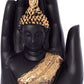 eCraftIndia Golden Handcrafted Palm Buddha Polyresin Showpiece 7In Golden And Black