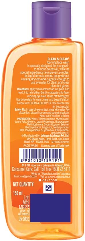 Clean & Clear Foaming Face Wash For Oily Skin, 150ml